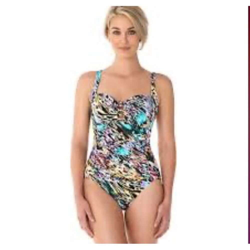 Croft‎ & Barrow The Tummy Control Cutout Ruched One-Piece Swimsuit Multicolor 20